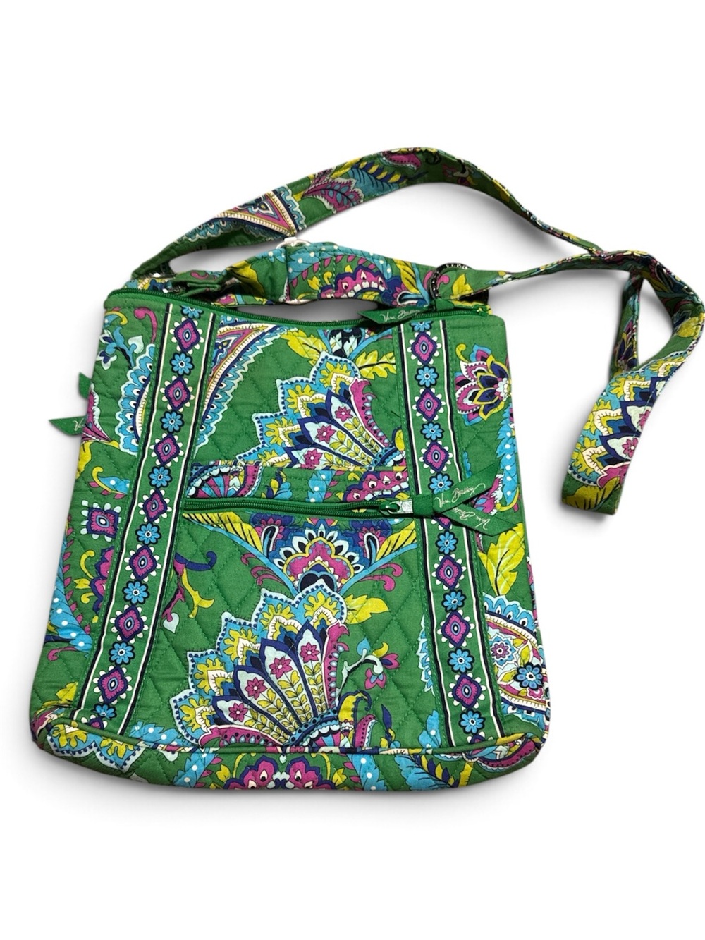 Vera Bradley Green Multicolor Paisley Quilted Crossbody Bag Purse